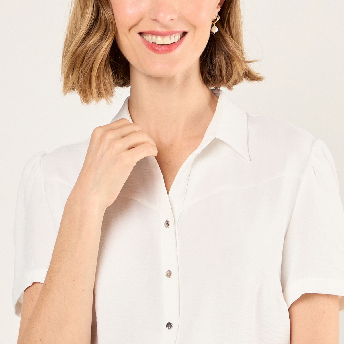 MA GRIFFE - Blusa Lisa Mujer Crudo Magriffe