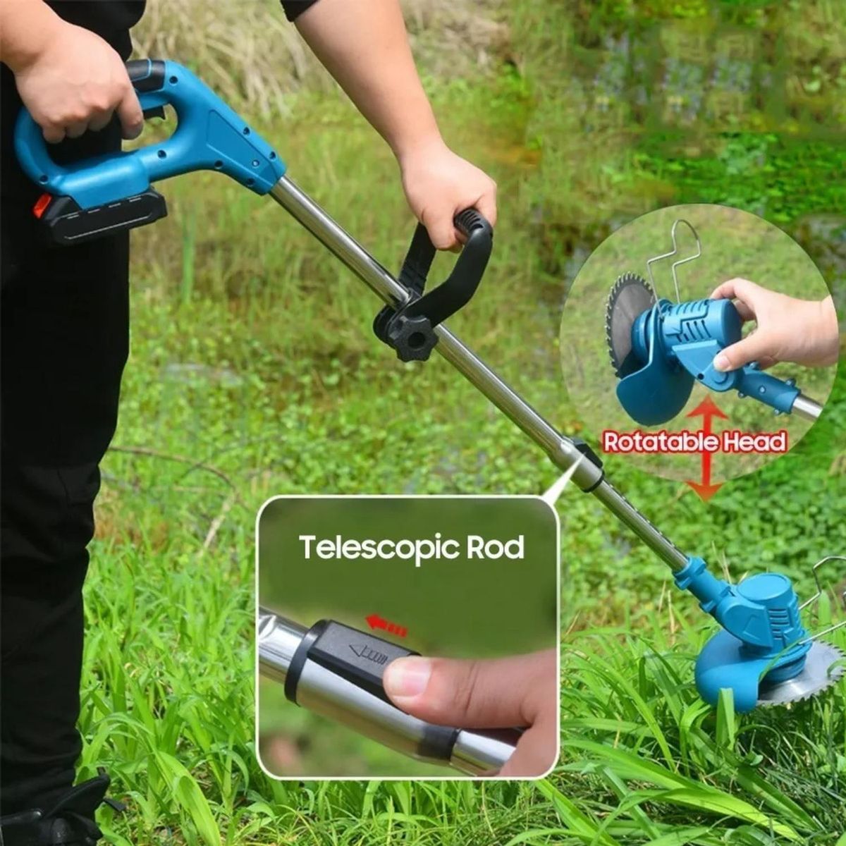 IMPORTCLICK - Podadora Cortadora Orilladora Inalámbrica Pasto Eléctrica 5 Cuchillas