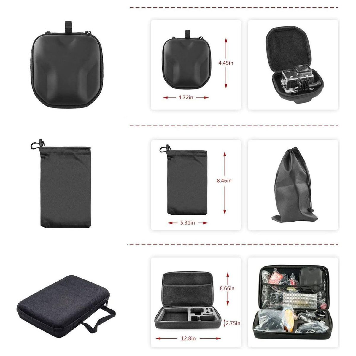 IMPORTCLICK - Kit 54 Accesorios Cámara Deportiva GoPro Estuche