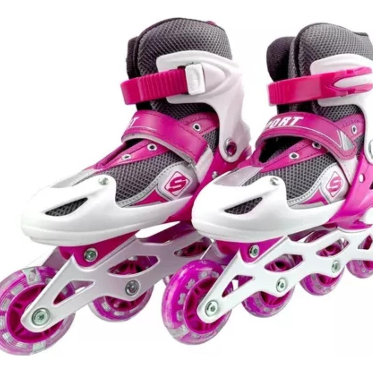 IMPORTCLICK - Patines Roller Línea Juveniles Ajustable Rosado L