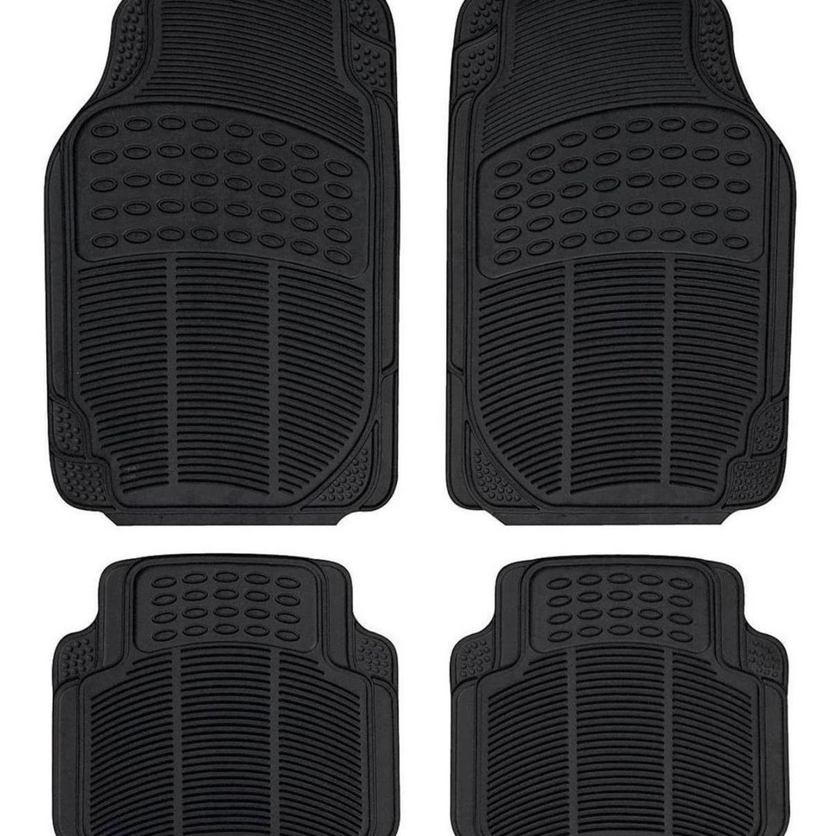 IMPORTCLICK - Alfombra Auto Goma Clásico 4 Piezas Negro