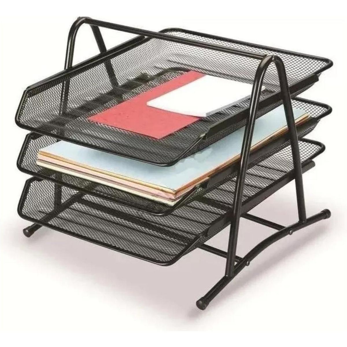 IMPORTCLICK - Organizador Bandeja Metal Oficina Documentos 3 Niveles Negro