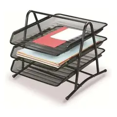 IMPORTCLICK - Organizador Bandeja Metal Oficina Documentos 3 Niveles Negro