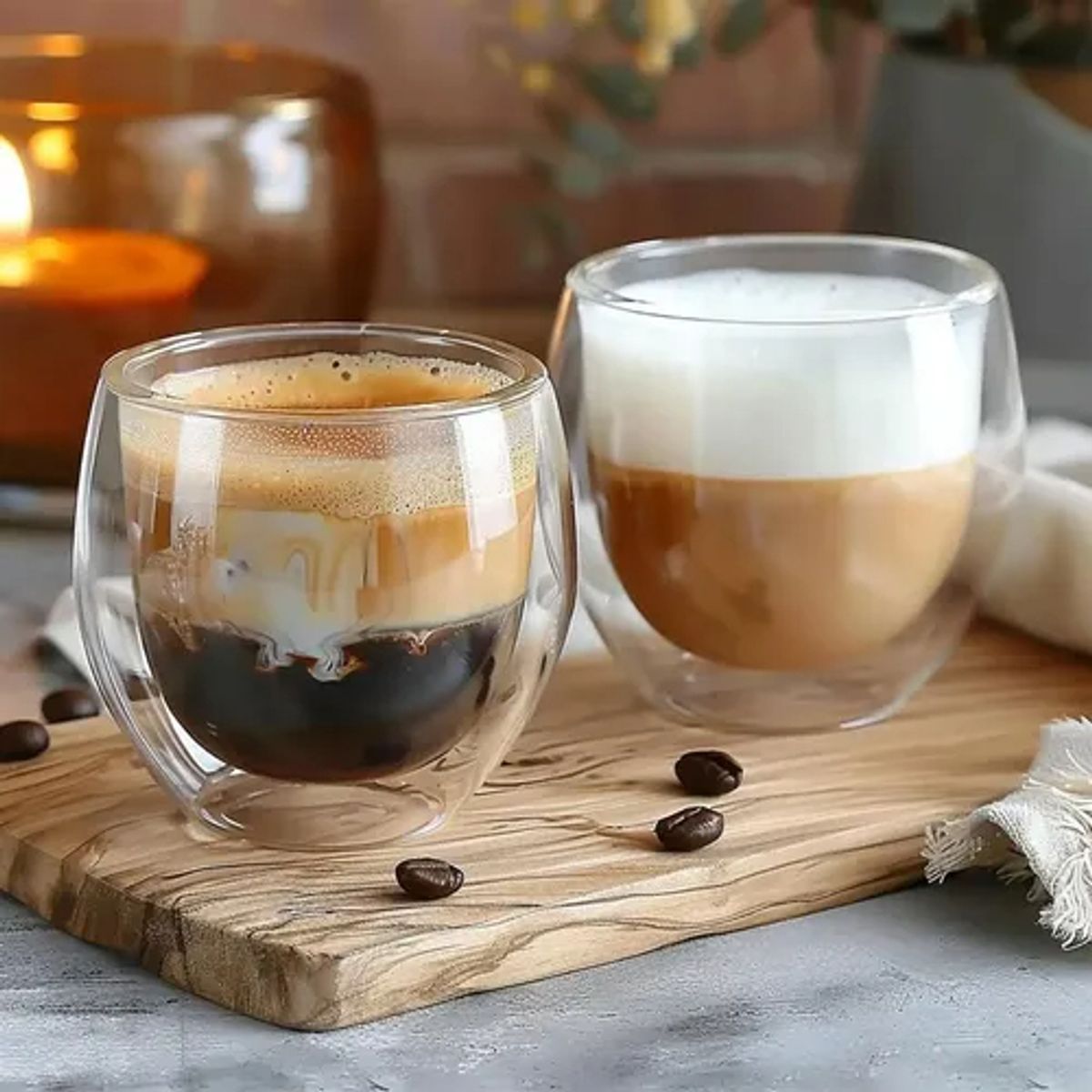 EVERSO - Set 4 Tazas Espresso Vidrio Doble Pared 250ml Frio, Caliente, Taza De Espresso, Apto Para Capuchino, Café Expreso, Té