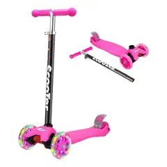 IMPORTCLICK - Scooter Monopatín 3 Ruedas LED Infantil Regulable Rosado