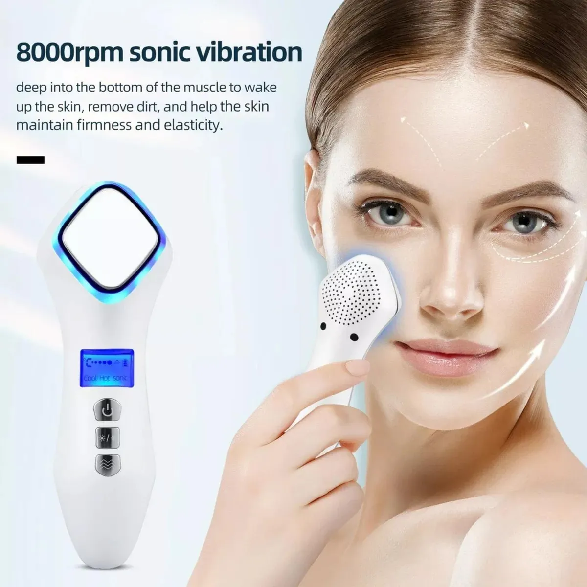 IMPORTCLICK - Masajeador Eléctrico Facial Terapia Rostro Ultrasónico Crioterapia Control