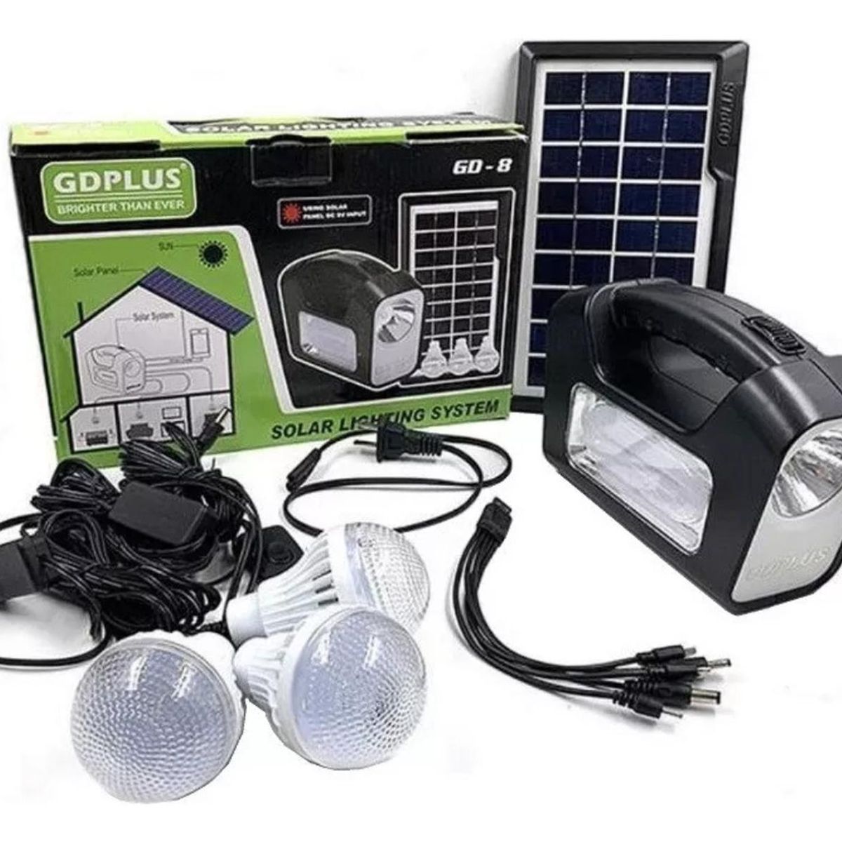 IMPORTCLICK - Kit Camping 3 Ampolletas Led Solar 36 Hrs 220 V USB