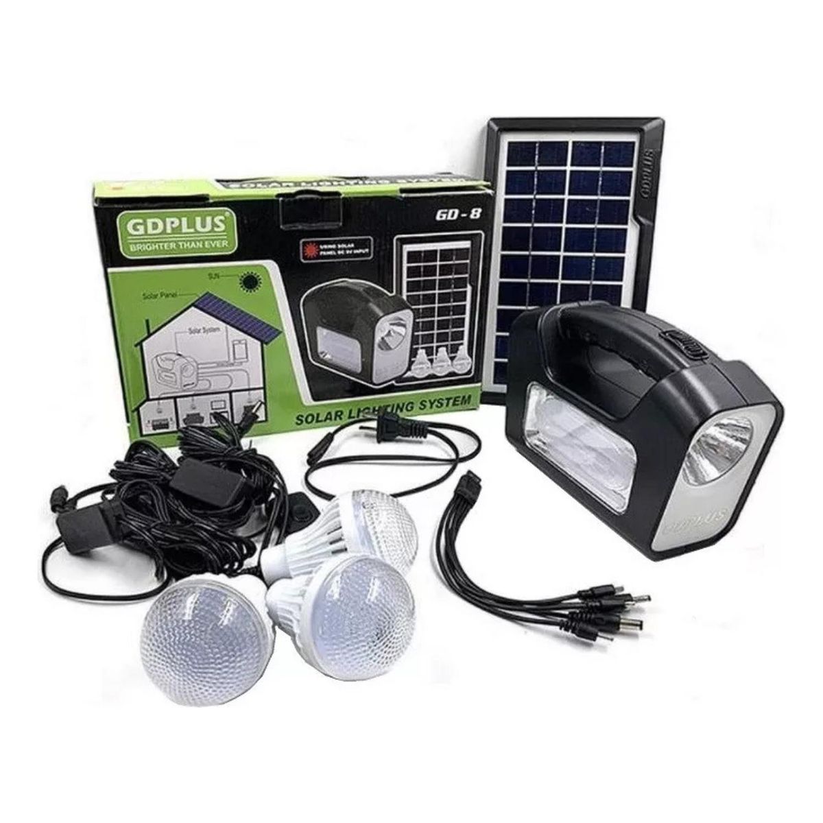 IMPORTCLICK - Kit Camping 3 Ampolletas Led Solar 36 Hrs 220 V USB