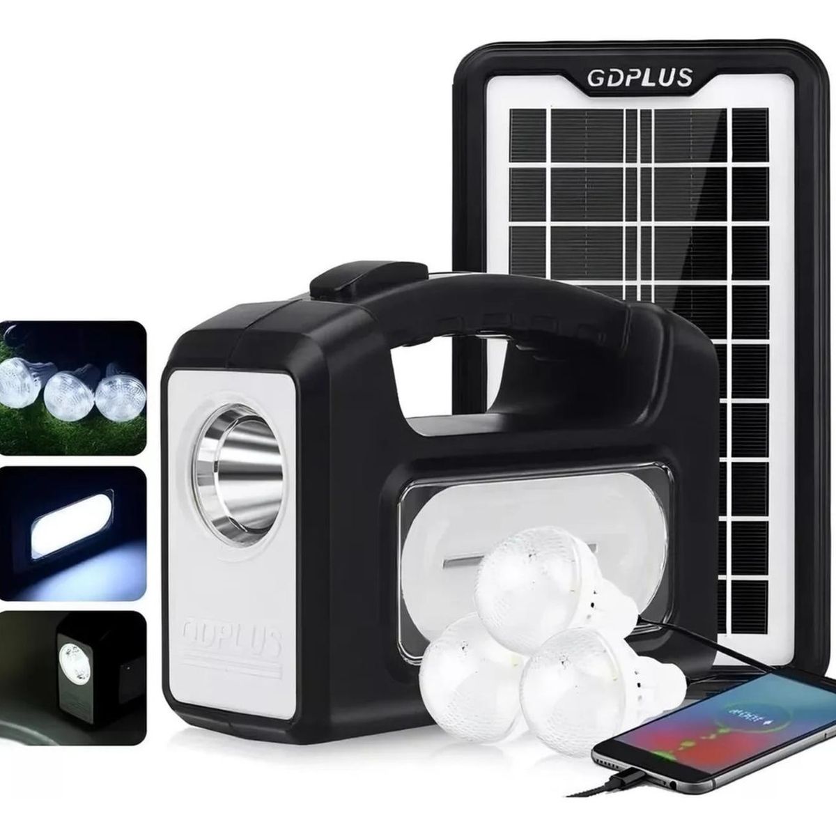 IMPORTCLICK - Kit Camping 3 Ampolletas Led Solar 36 Hrs 220 V USB