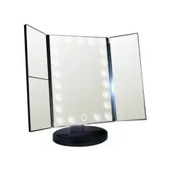 IMPORTCLICK - Espejo Maquillaje 22 Luces LED Aumento Giratorio Negro