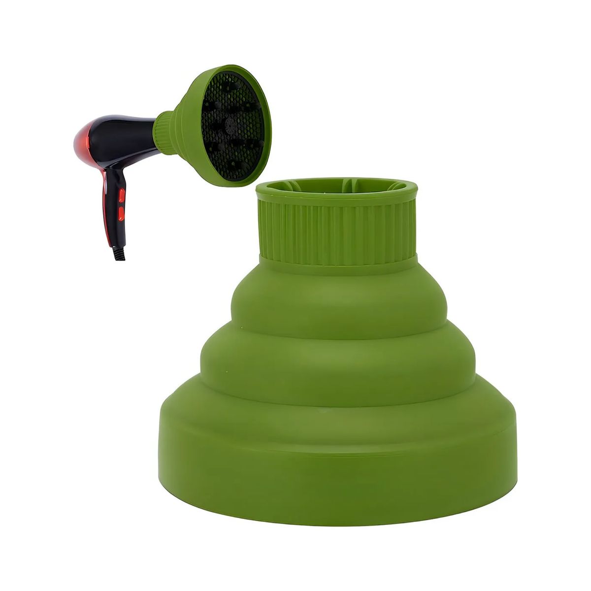 IMPORTCLICK - Difusor Plegable Secador Pelo Silicona 14x4,7 CM Verde
