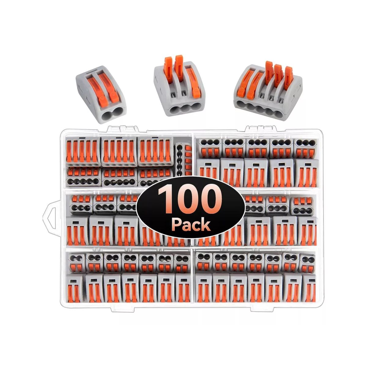 IMPORTCLICK - Set 100 Piezas Conectores Eléctricos cable Compacto 20x13,5x4 CM Gris