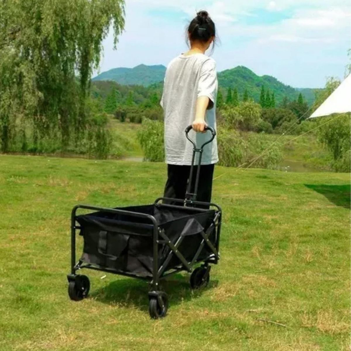 IMPORTCLICK - Carrito Compras Plegable Camping Pro Max Negro