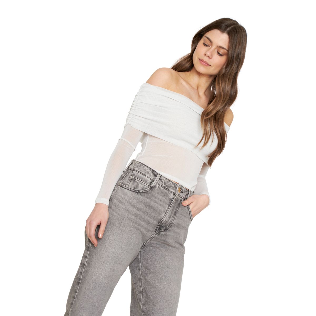 JACINTA TIENDA - Polera Hombros Brillos blanca Jacinta Tienda