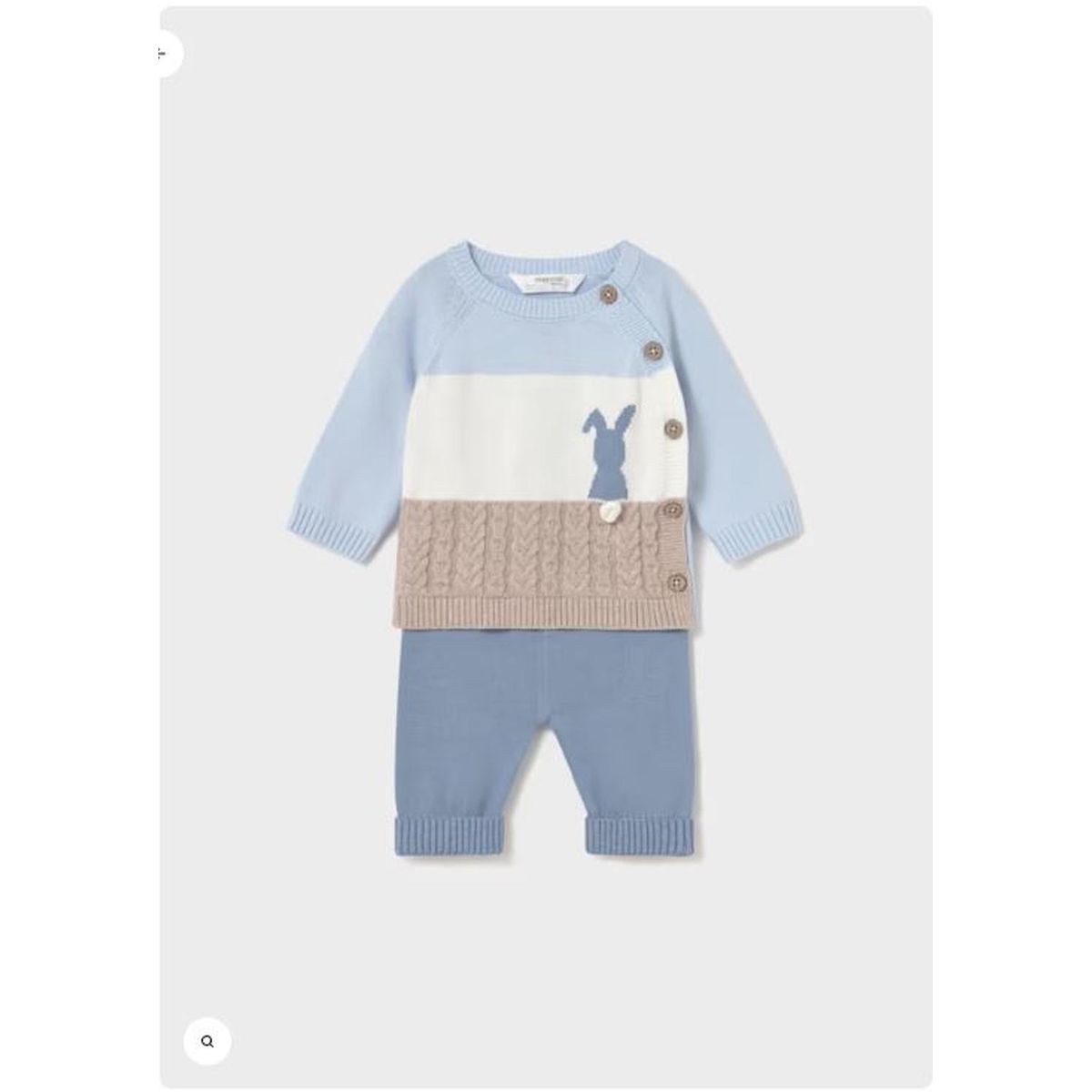 MAYORAL - Conjunto pantalon celeste y jersey con diseño conejito