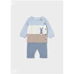 MAYORAL - Conjunto pantalon celeste y jersey con diseño conejito