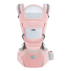 IMPORTCLICK - Mochila Porta Bebes Ergonómica Asiento Multifuncional 6 En 1 Rosado