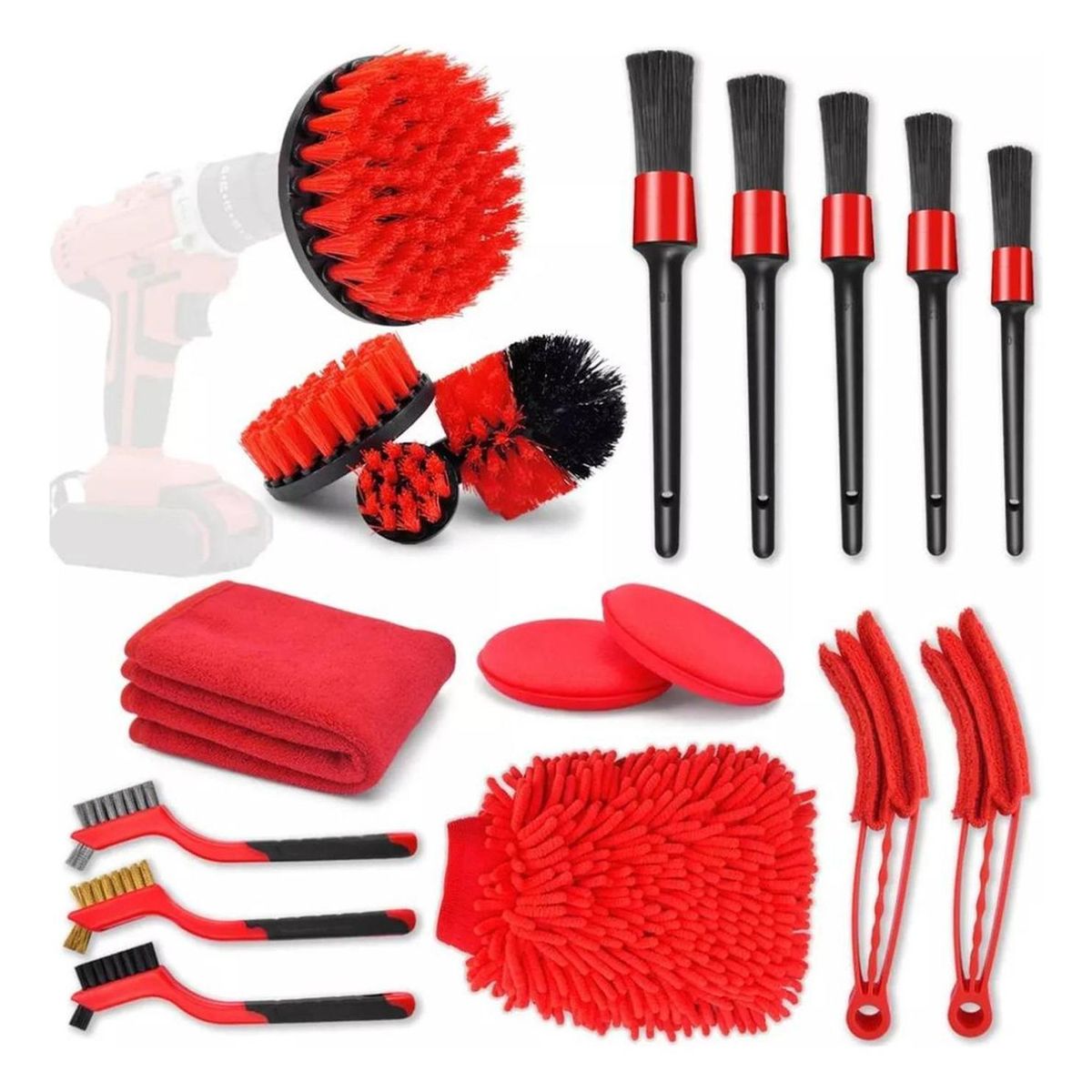 IMPORTCLICK - Kit Limpieza 18 Piezas Automóvil Multiuso Interior Exterior