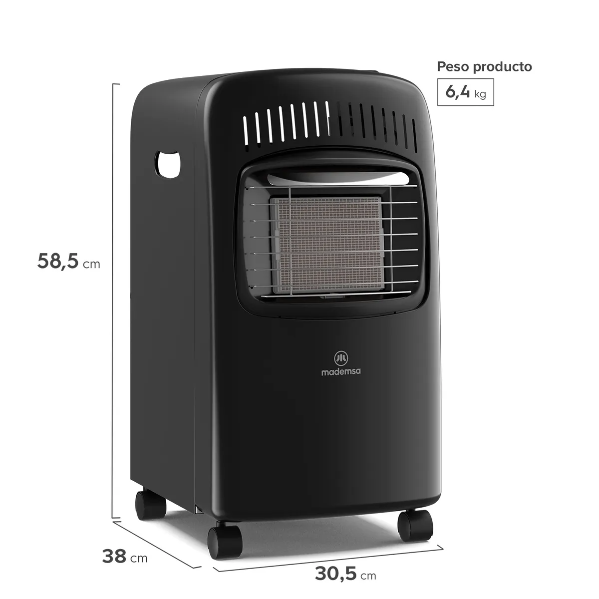 MADEMSA - Estufa a Gas Mademsa 5 Kgs 2,4 Kw HG05B Negro