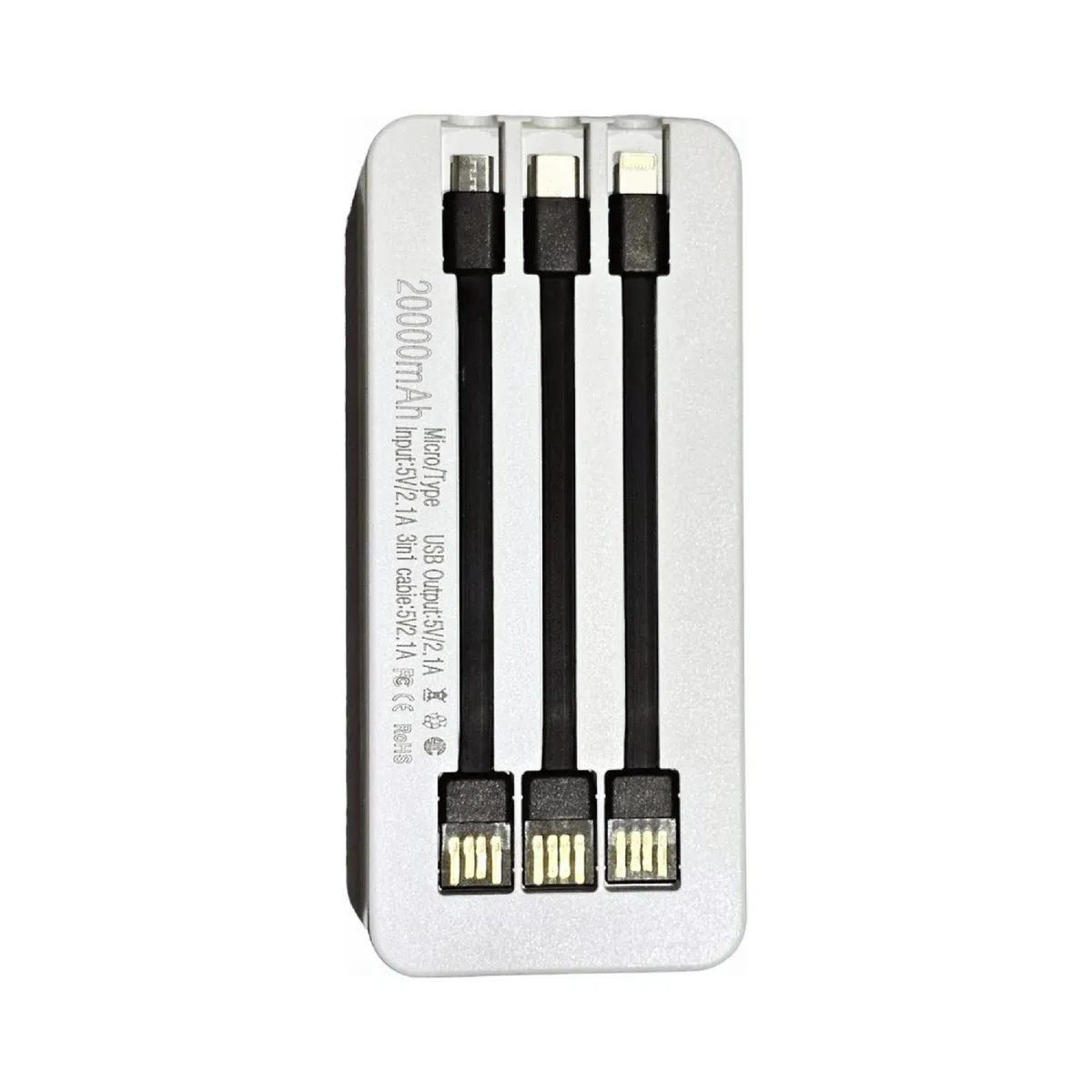 IMPORTCLICK - Batería Emergencia Power Bank 20.000 MHZ 3 Puertos Blanco