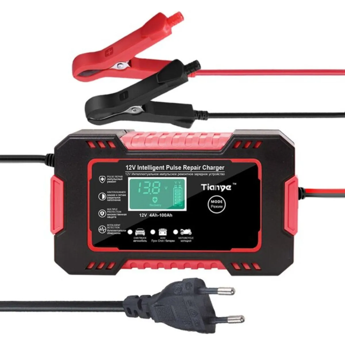 IMPORTCLICK - Cargador Batería Automóvil 6 AMP Monitor Carga Inteligente 12 V Rojo