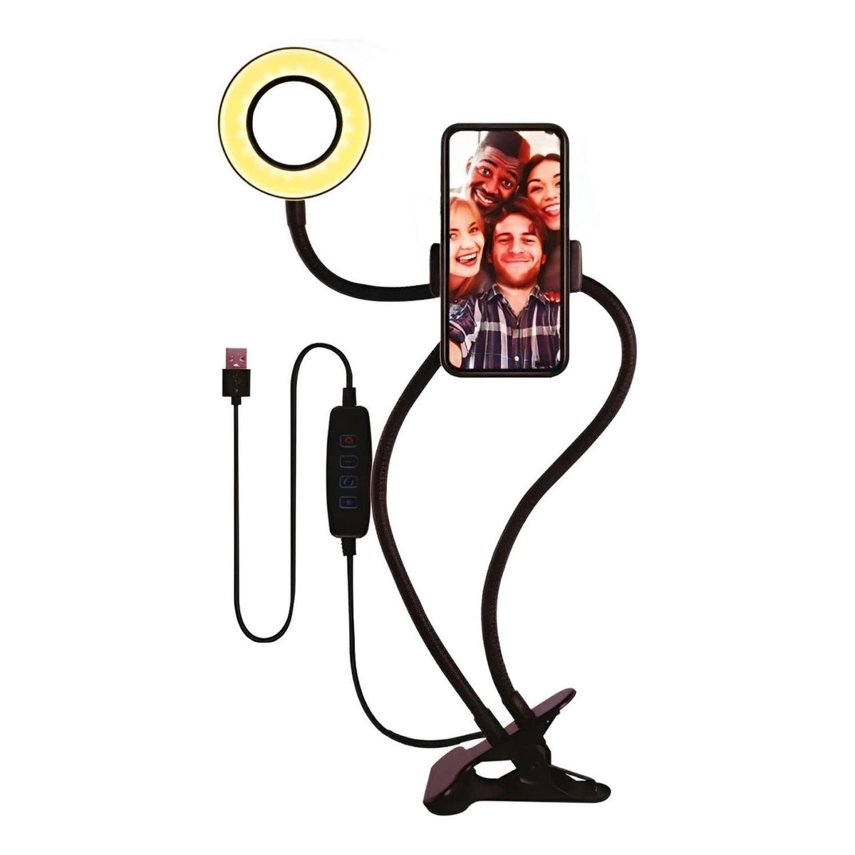 IMPORTCLICK - Soporte Clip Aro Luz 10 CM Smartphone Flexible
