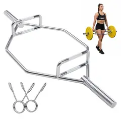 OVERFIT - Barra Olimpica Hexagonal 23kg Acero Peso Muerto 2 Ganchos