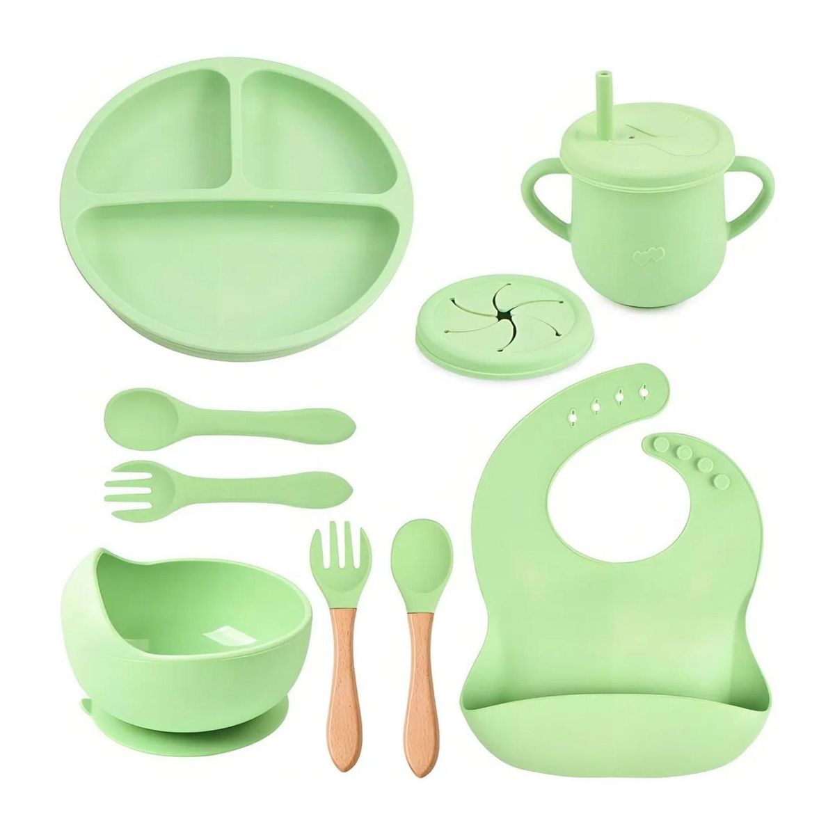 IMPORTCLICK - Kit 10 Cubiertos Alimentacion bebés Verde