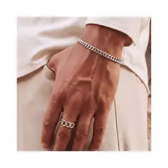 SAINT VENIK - Pulsera Miami Cuban 5mm 19cm Unisex Plateada