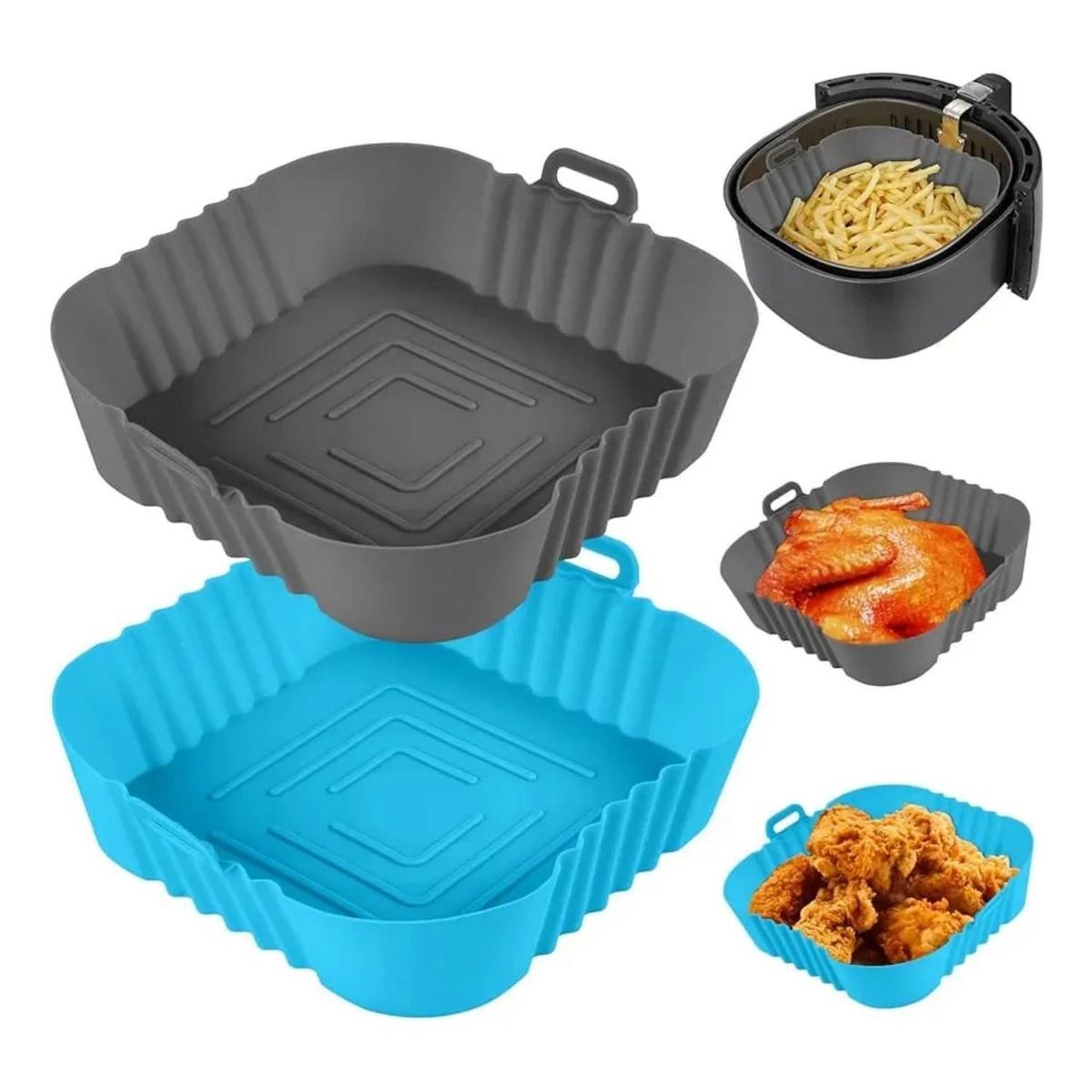 IMPORTCLICK - Pack 2 Cesto Bandeja Silicona Cocinar Freidora Aire