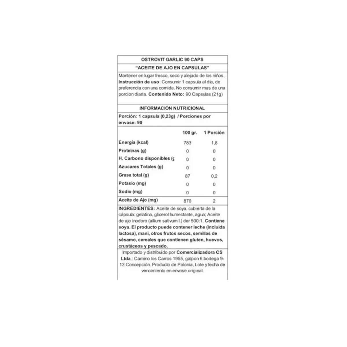 OSTROVIT - GARLIC 90 CAPSULAS - OSTROVIT