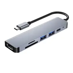 IMPORTCLICK - HUB C 6 en 1 Lectores Tarjetas Hdmi 2x Usb 3,0 Tf SD USB-C