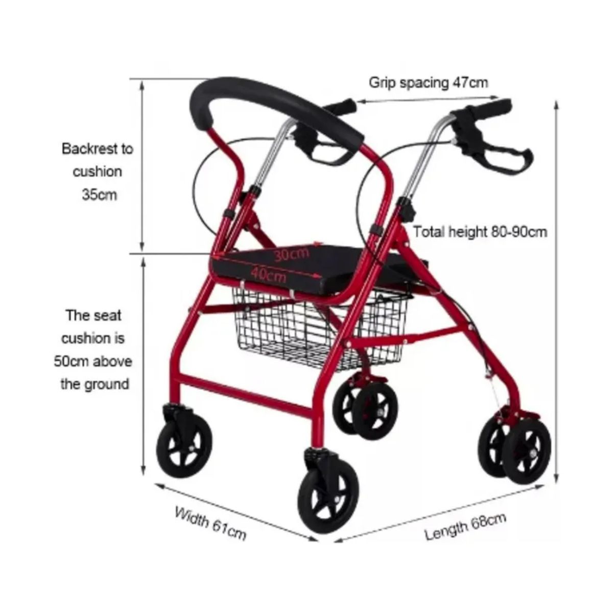 IMPORTCLICK - Burrito Andador Ortopedico Plegable 4 Ruedas Frenos Asiento