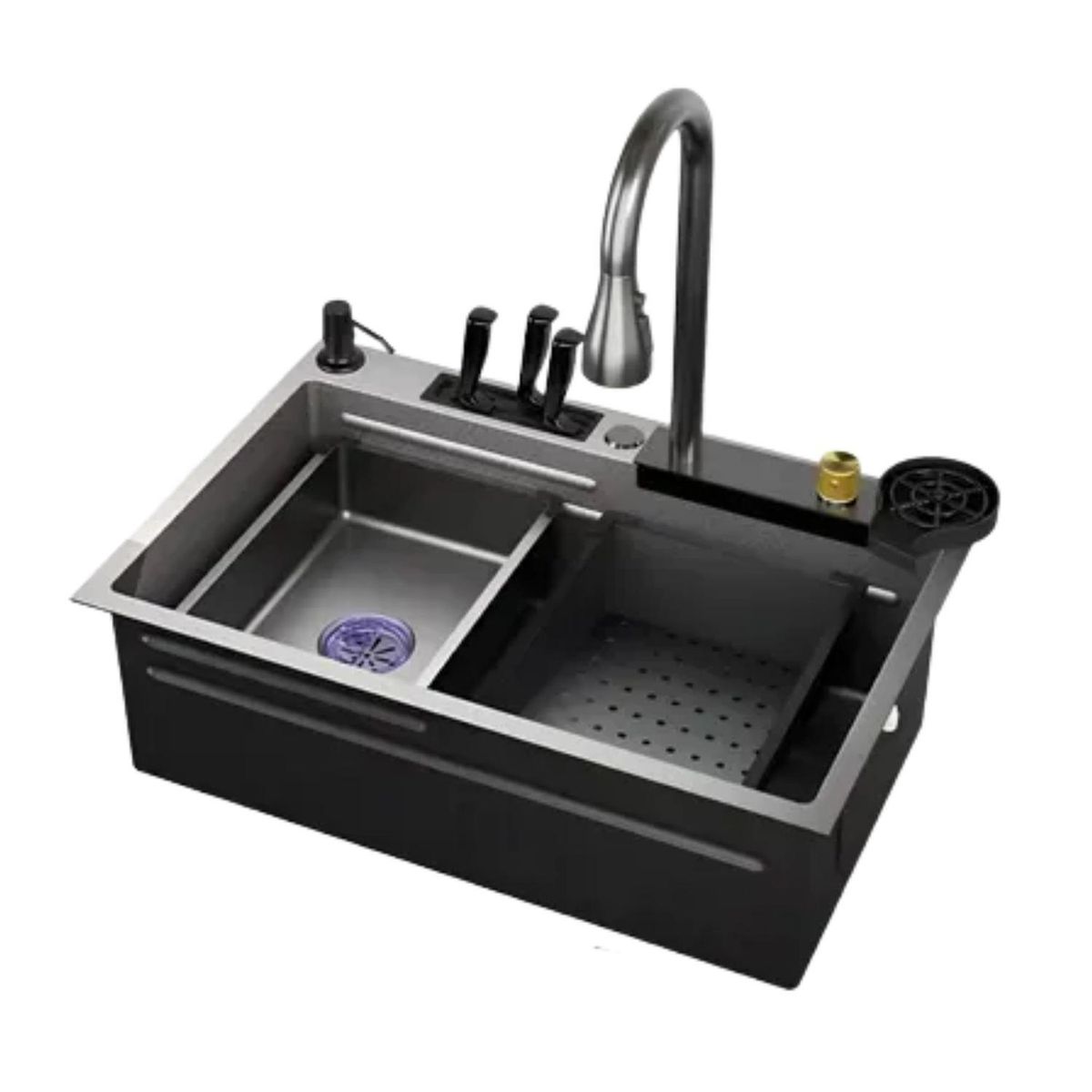 IMPORTCLICK - Lavaplato Empotrado Más Tabla Picar 68x45 CM Negro