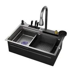 IMPORTCLICK - Lavaplato Empotrado Más Tabla Picar 68x45 CM Negro
