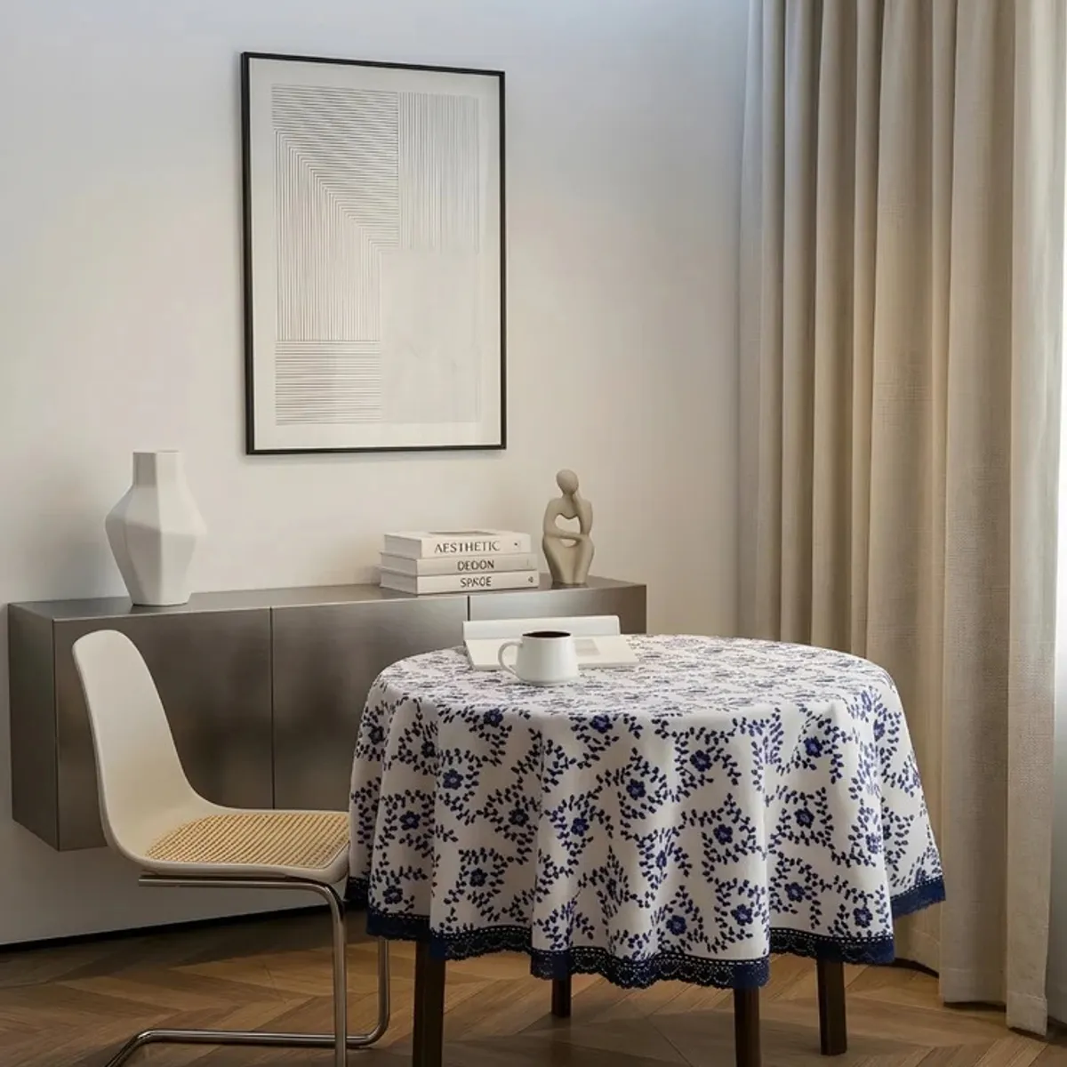 DEKOHOME - Mantel Redondo 140 cm Azul