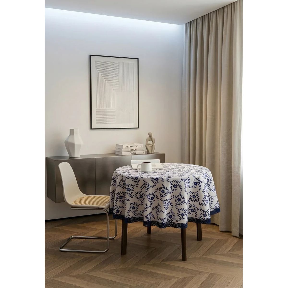 DEKOHOME - Mantel Redondo 140 cm Azul