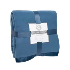 PALERMO - Frazada térmica 240 x 210 cm azul borde raso