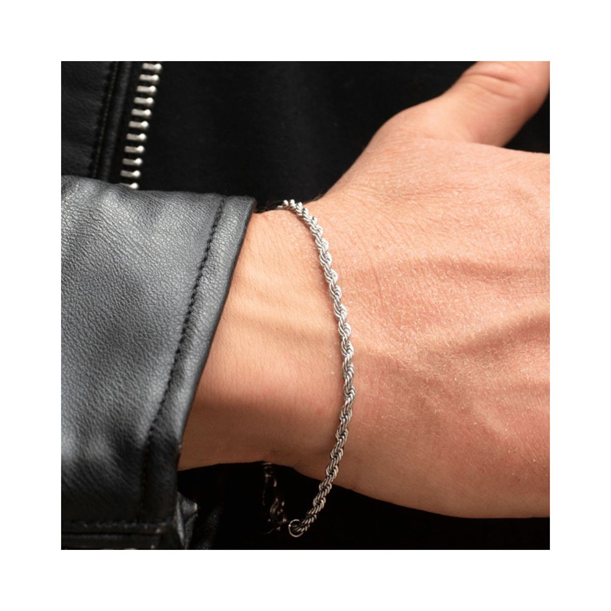 SAINT VENIK - Pulsera Rope 3mm 18cm Unisex Plateada Elegante Saint Venik