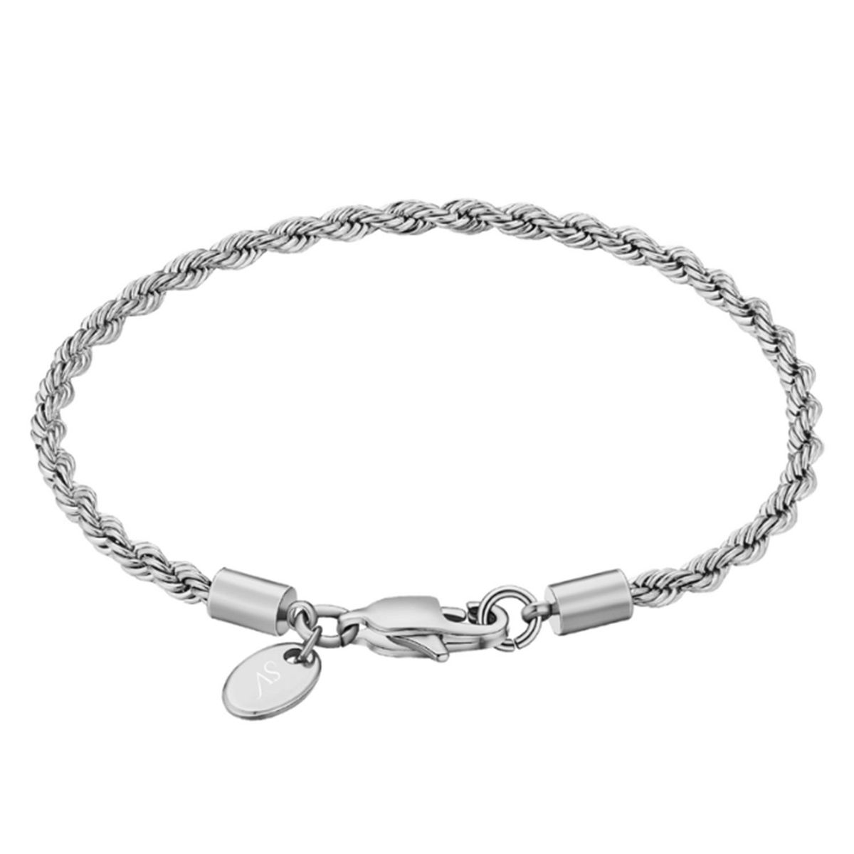 SAINT VENIK - Pulsera Rope 3mm 18cm Unisex Plateada Elegante Saint Venik