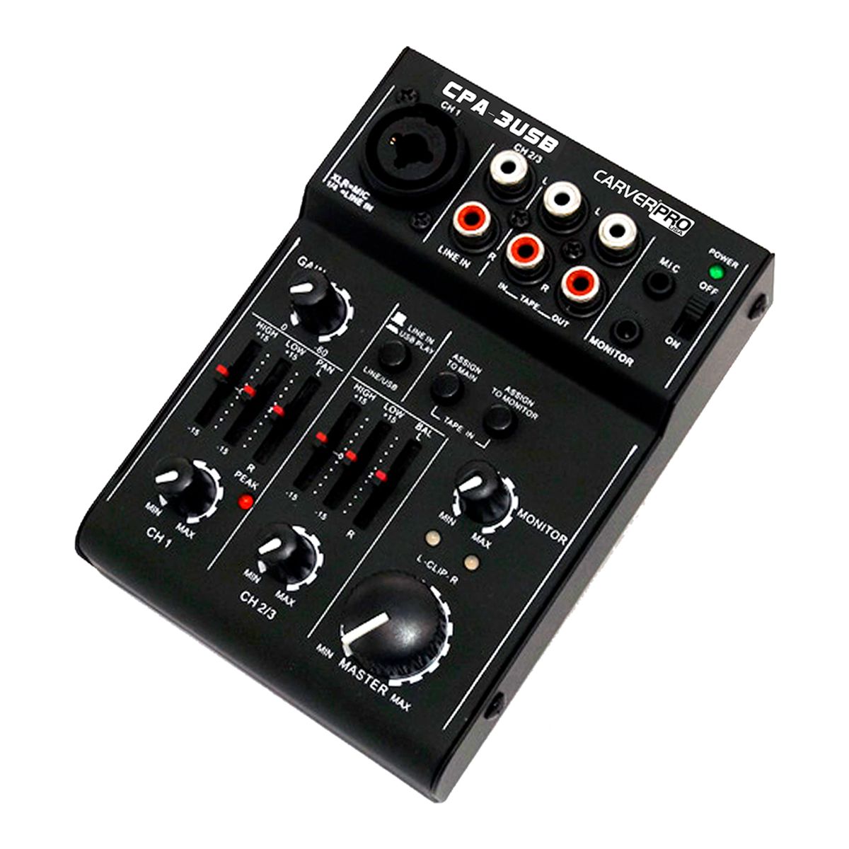 CARVERPRO - MINI MIXER USB 5 VOLTS 3 CANALES CPA-3USB CARVERPRO
