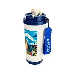 SOLEIO - Vaso Térmico Souvenir Chile Llama Azul 500 ml