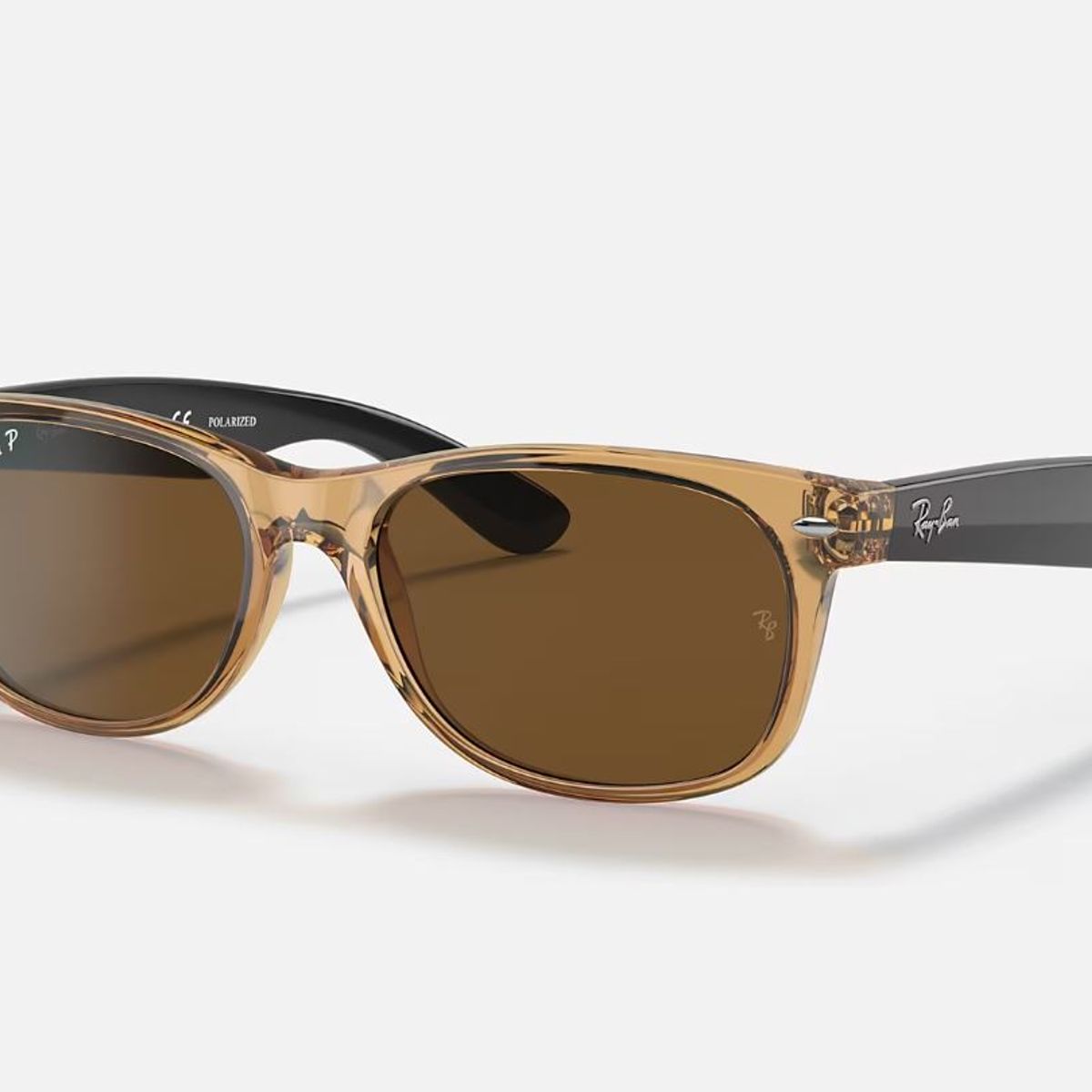 RAY BAN - Anteojos de Sol Nuevo Wayfarer Bicolor Marrón Polarizado - RayBan RB2132 945/57 55-18