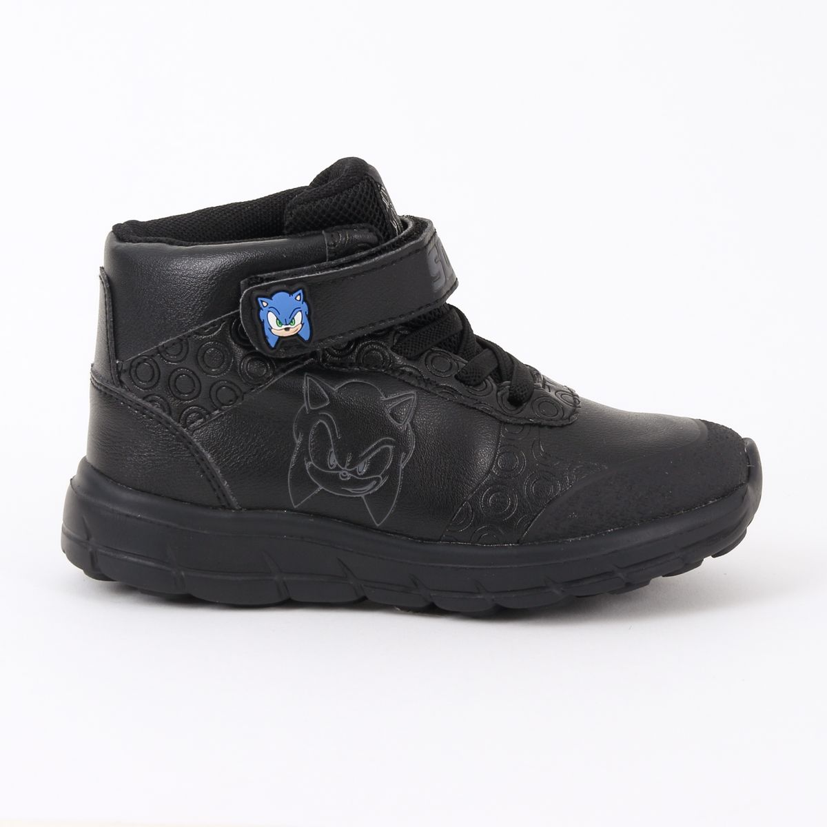 SONIC - Zapatilla Escolar Niño Caña Alta Negro Sonic