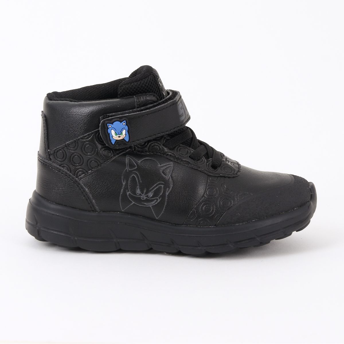 SONIC - Zapatilla Escolar Niño Caña Alta Negro Sonic