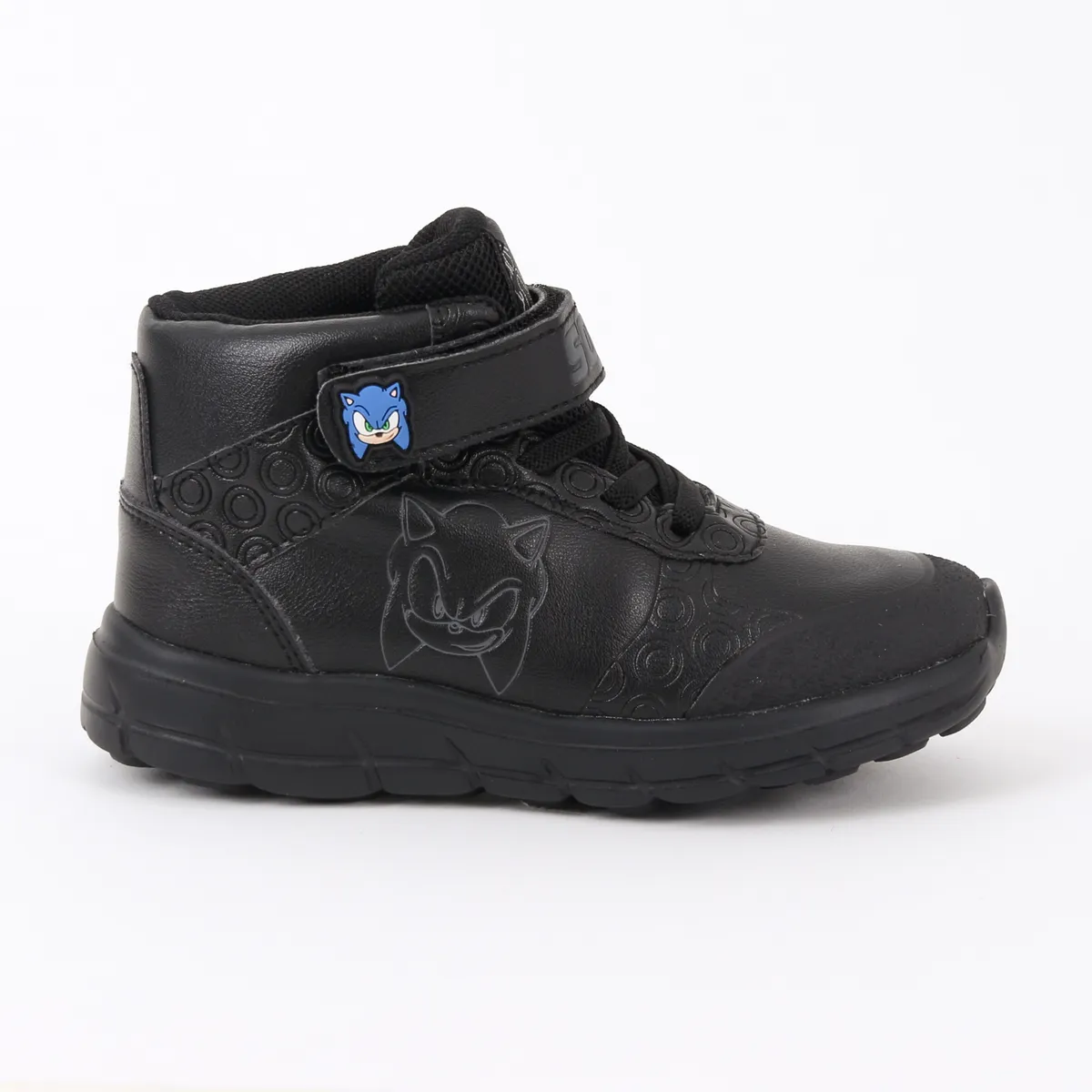 SONIC - Zapatilla Escolar Niño Caña Alta Negro Sonic