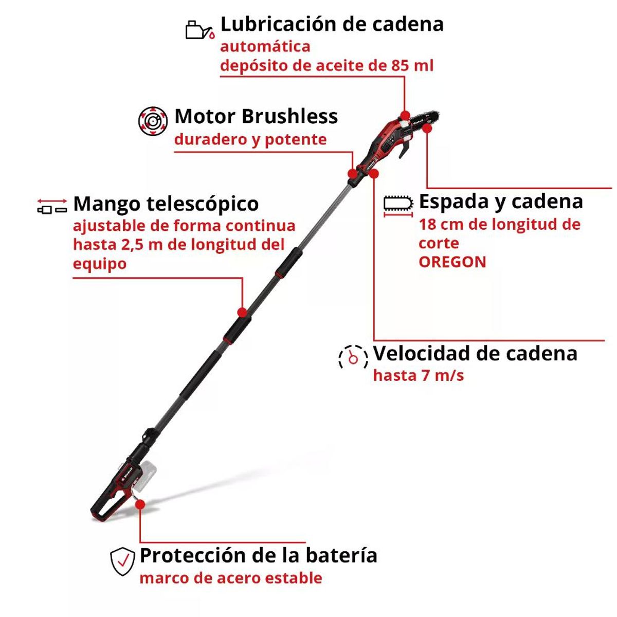 EINHELL - PODADOR ALTURA PROF EINHELL GP-LC 18V20 SB-C