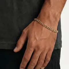 SAINT VENIK - Pulsera Figaro Dorado Enchapado 5mm 20cm Personalidad Lujo