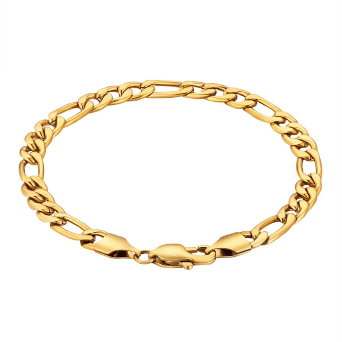 SAINT VENIK - Pulsera Figaro Dorado Enchapado 5mm 20cm Personalidad Lujo Saint Venik