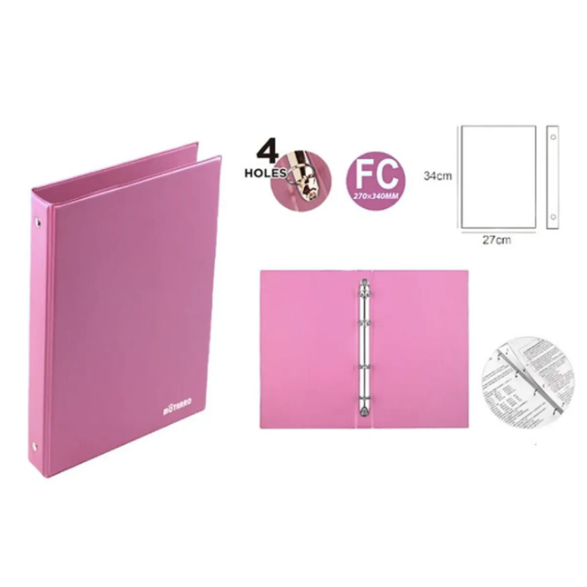 MOTARRO - Archivador Fc De Pvc Con 4 Anillos Carpeta Organizadora